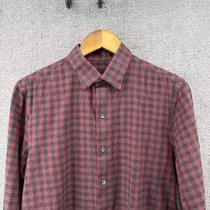 Zachary‎ Prell Brushed Cotton Mens Med Red/Gray Plaid Button UP Shirt Classic